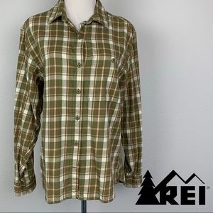REI M Plaid Button-Down Shirt, Green/Pink